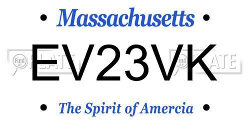 EV23VK Massachusetts License Plate
