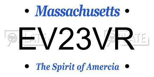 EV23VR Massachusetts License Plate