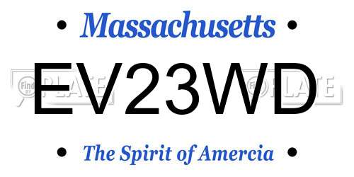 EV23WD Massachusetts License Plate