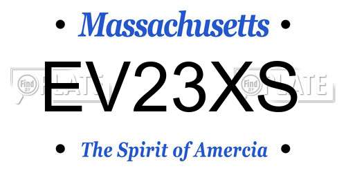 EV23XS Massachusetts License Plate