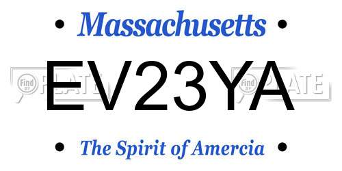 EV23YA Massachusetts License Plate