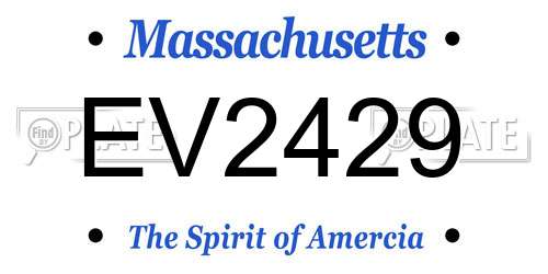 EV2429 Massachusetts License Plate