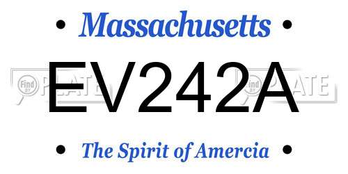 EV242A Massachusetts License Plate
