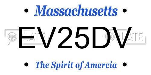EV25DV Massachusetts License Plate