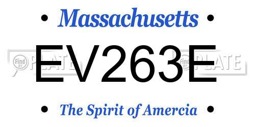 EV263E Massachusetts License Plate