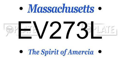 EV273L Massachusetts License Plate