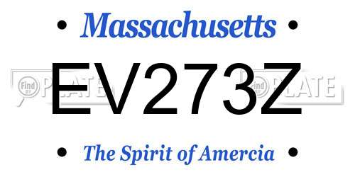 EV273Z Massachusetts License Plate