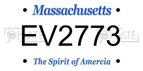 EV2773 Massachusetts License Plate