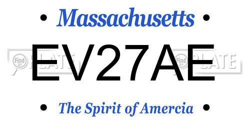 EV27AE Massachusetts License Plate