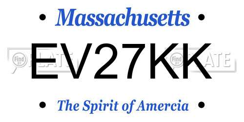 EV27KK Massachusetts License Plate