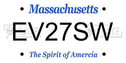 EV27SW Massachusetts License Plate