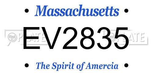 EV2835 Massachusetts License Plate