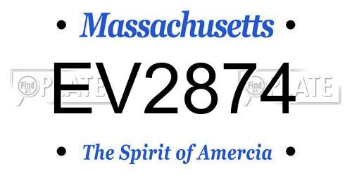 EV2874 Massachusetts License Plate