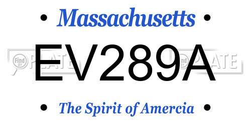 EV289A Massachusetts License Plate