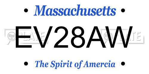 EV28AW Massachusetts License Plate