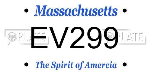 EV299 Massachusetts License Plate