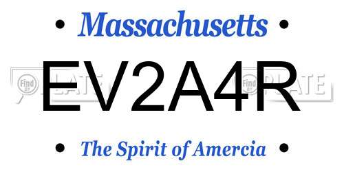 EV2A4R Massachusetts License Plate