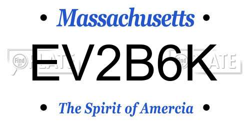 EV2B6K Massachusetts License Plate