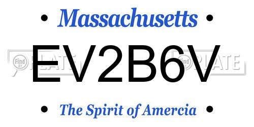 EV2B6V Massachusetts License Plate