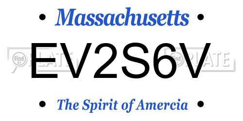 EV2S6V Massachusetts License Plate
