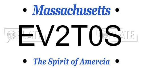EV2T0S Massachusetts License Plate