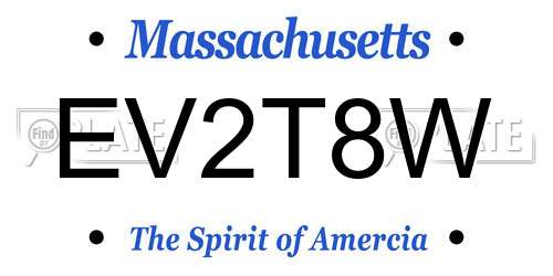 EV2T8W Massachusetts License Plate