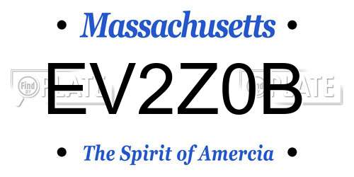 EV2Z0B Massachusetts License Plate
