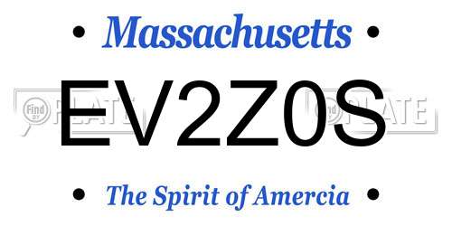 EV2Z0S Massachusetts License Plate