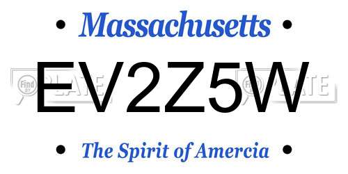 EV2Z5W Massachusetts License Plate