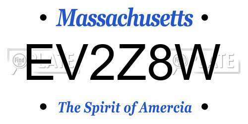 EV2Z8W Massachusetts License Plate