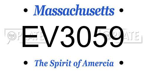 EV3059 Massachusetts License Plate