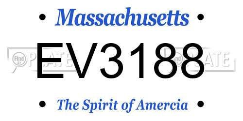 EV3188 Massachusetts License Plate