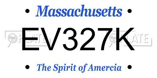 EV327K Massachusetts License Plate