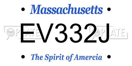 EV332J Massachusetts License Plate