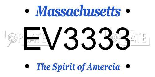 EV3333 Massachusetts License Plate