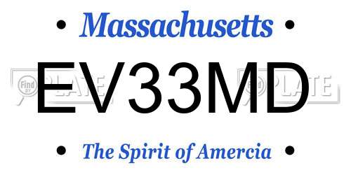 EV33MD Massachusetts License Plate