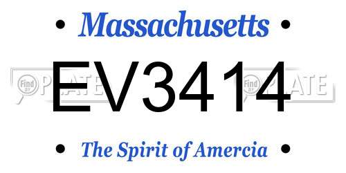 EV3414 Massachusetts License Plate