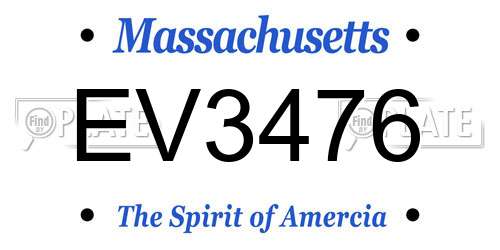 EV3476 Massachusetts License Plate