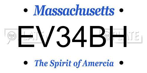 EV34BH Massachusetts License Plate