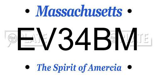 EV34BM Massachusetts License Plate