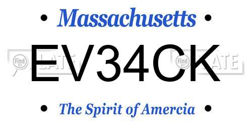 EV34CK Massachusetts License Plate