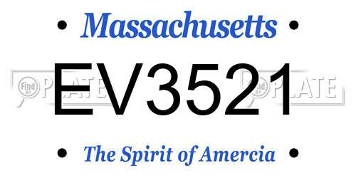 EV3521 Massachusetts License Plate