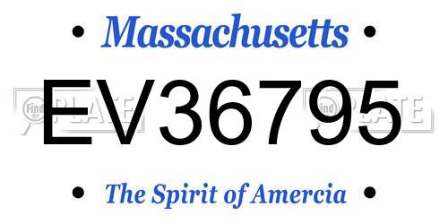 EV36795 Massachusetts License Plate
