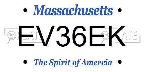 EV36EK Massachusetts License Plate