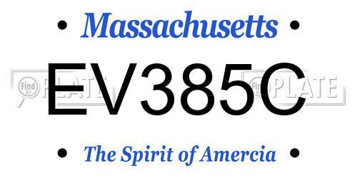 EV385C Massachusetts License Plate