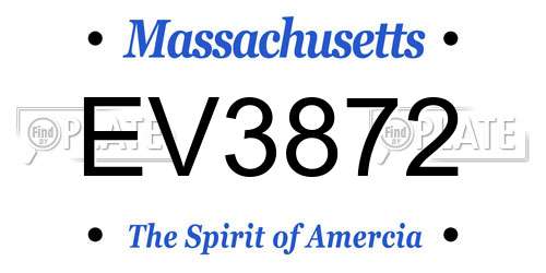 EV3872 Massachusetts License Plate