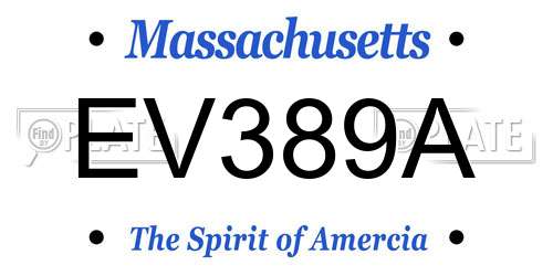 EV389A Massachusetts License Plate