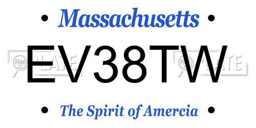 EV38TW Massachusetts License Plate