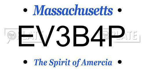 EV3B4P Massachusetts License Plate