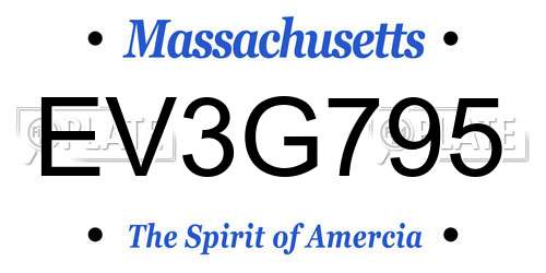 EV3G795 Massachusetts License Plate